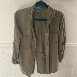 Olive button down jacket size S